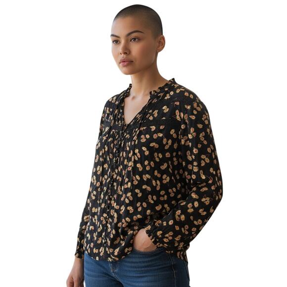 Torrid Lenny Peasant Long Sleeve Peasant Blouse – Black Floral – Sz L - NWT - Picture 2 of 8